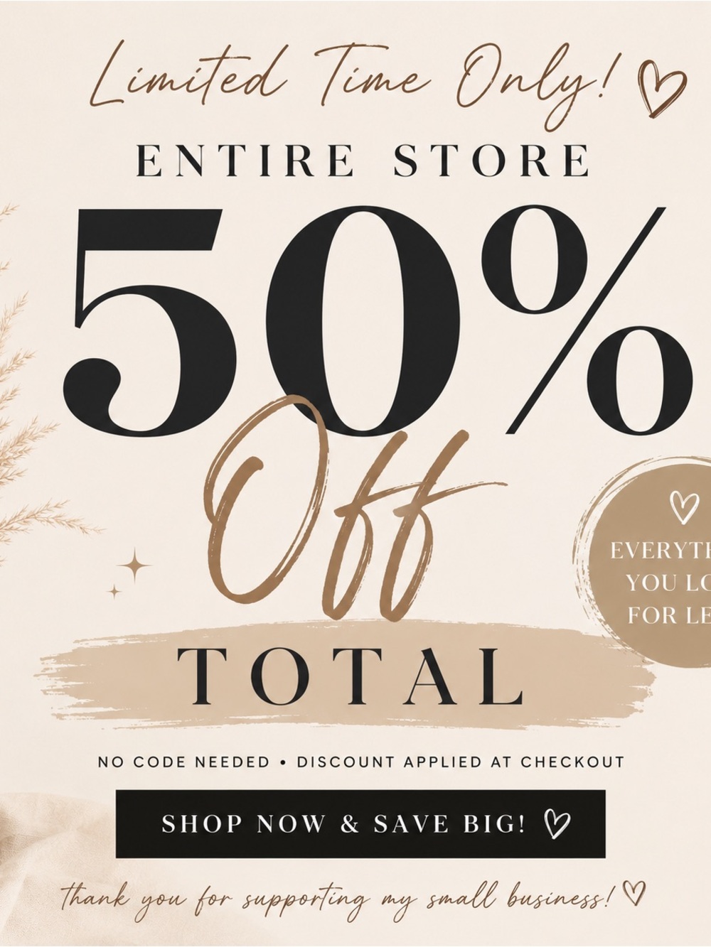 Limited Time 50% Off Sale